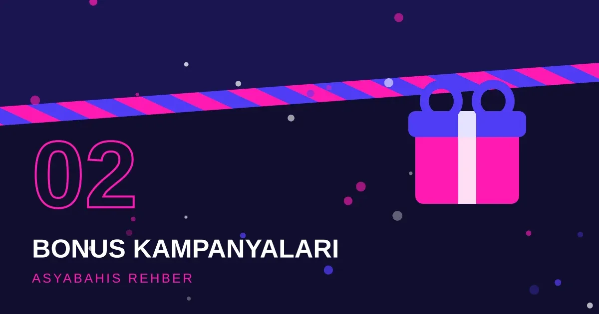 Asyabahis bonus kampanyalarını simgeleyen hediye kutusu ve duotone konfeti illüstrasyonu
